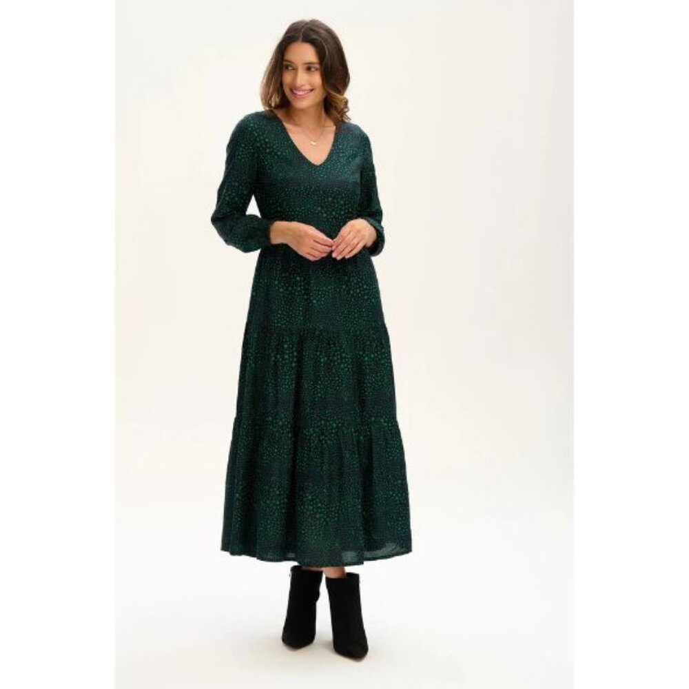 Sugarhill Brighton Maxi Dress | Holiday Party V-Neck Long Sleeve Sz 4-6